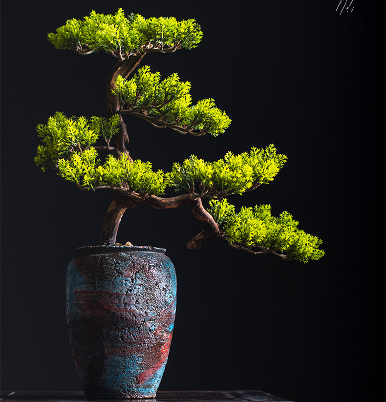 陶芸 置物 環境保護 木製 プラスチック シミュレーション植物鉢植え 人工観葉植物 人工盆栽 造花 偽物 フェイクグリーン 選べる2カラー