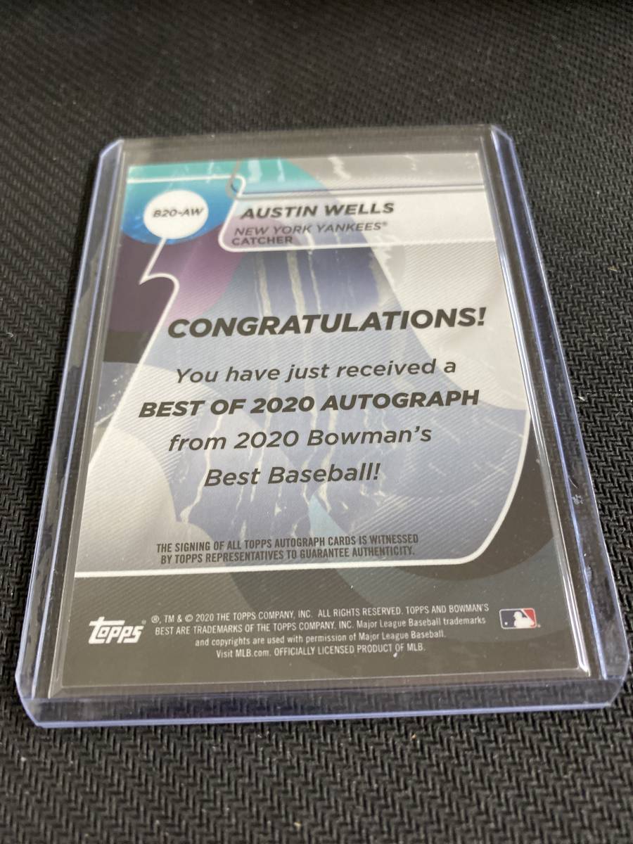 2020 Topps NY Yankees Austin Wells Autographed Card_2