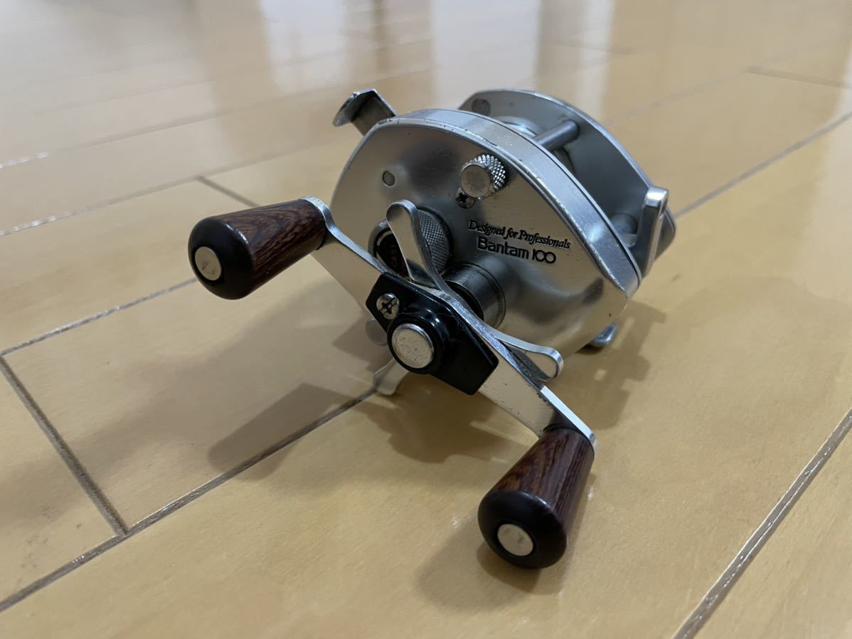 シマノ☆バンタム100☆国産オールドベイトリール☆ウッドノブ☆動作