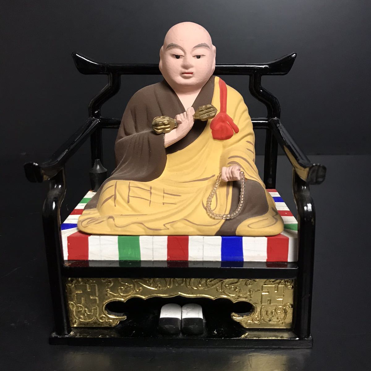 d1018▽良▽江戸時代木彫地照尊開眼願臨金花押在