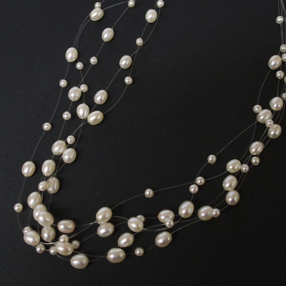 タサキ K18YG ゴールド 5連 ワイヤー パール ネックレス