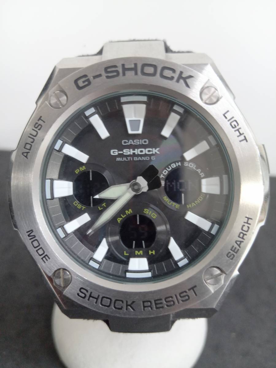 CASIO G-SHOCK GST-W130C 電波ソーラー メンズ レザーベルト アナデジ
