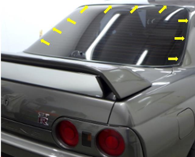 送料無料【両面テープ付】 R32スカイライン リアガラス 交換用 