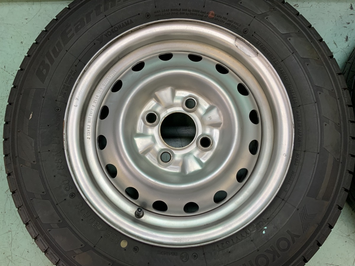 日産純正 13X5J スチールホイール タイヤ バリ山 165/80R13 ADバン 