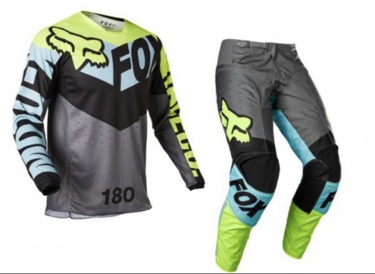 FOX 180 モトクロスウェア 上下セット Lサイズ モトクロスジャジーFox 上下セット サイズ シャツL パンツ34 (国内在庫