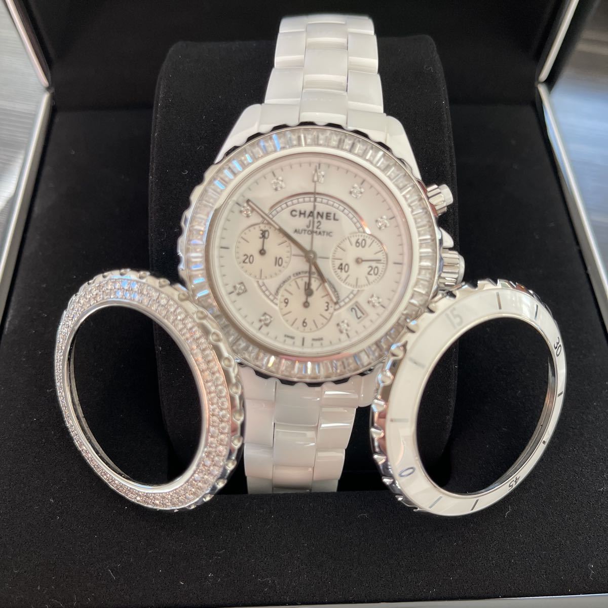 2018購入 純正9Pダイヤ CHANEL J12 H2009 41ミリクロノ シャネル 