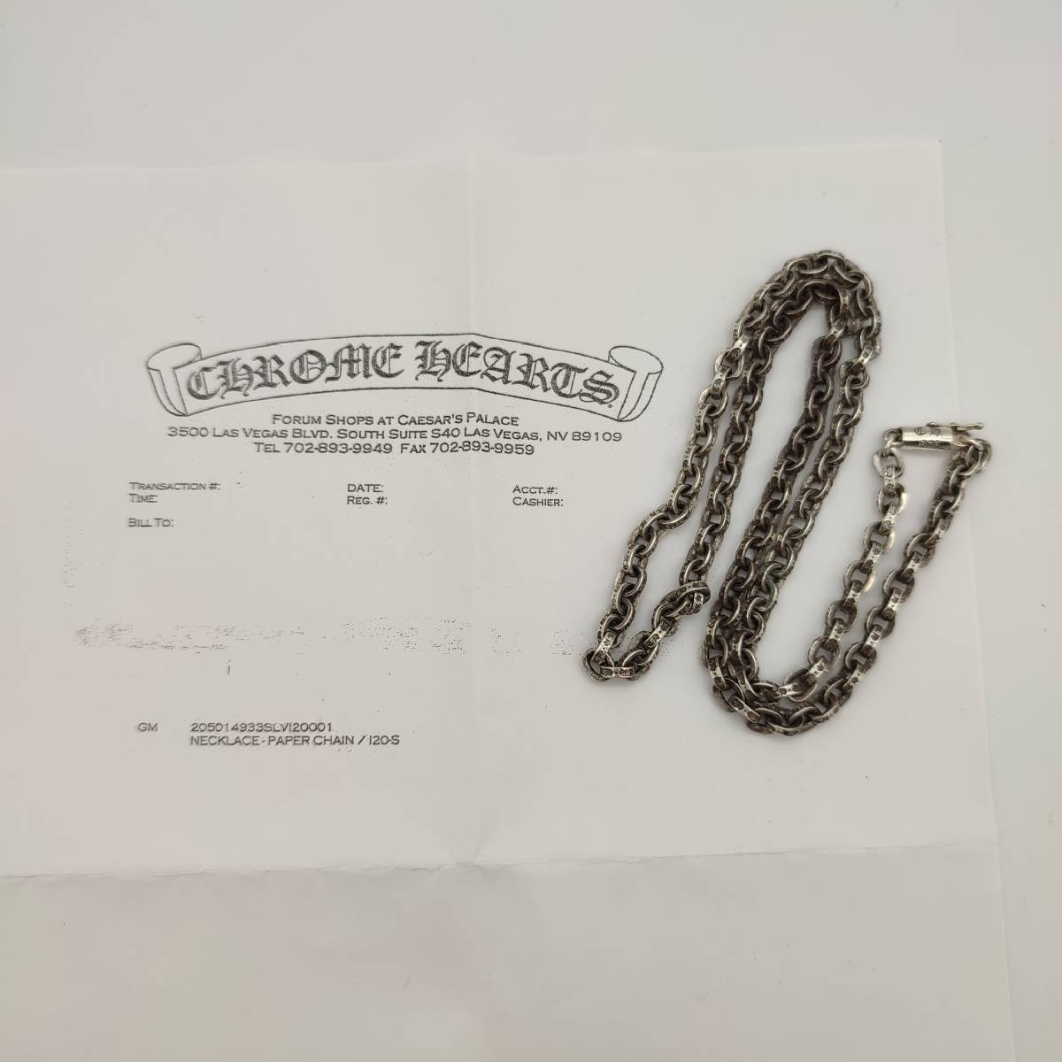 クロムハーツ　ペーパーチェーン　20インチ　インボイス インボイス有 クロムハーツ ペーパーチェーン20inch Chromhearts
