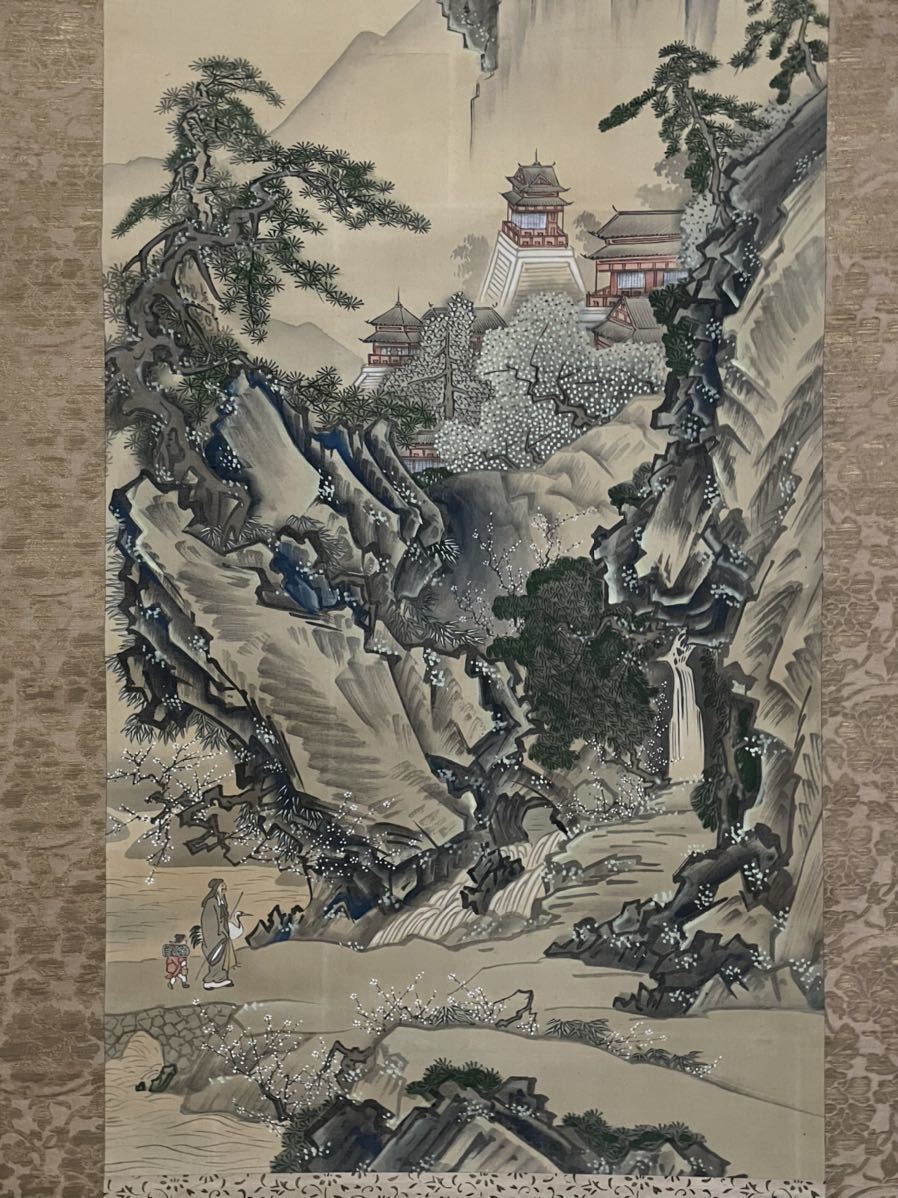 M-162掛軸 模写 絹本肉筆 狩野芳崖 幸太郎 長州豊浦藩絵師 狩野勝川に