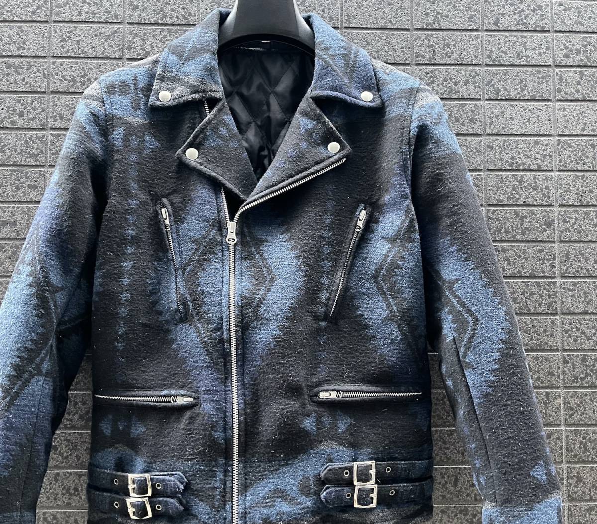 ◇モデル出品◇XLサイズ ネイティブ柄ダブルライダースジャケット 