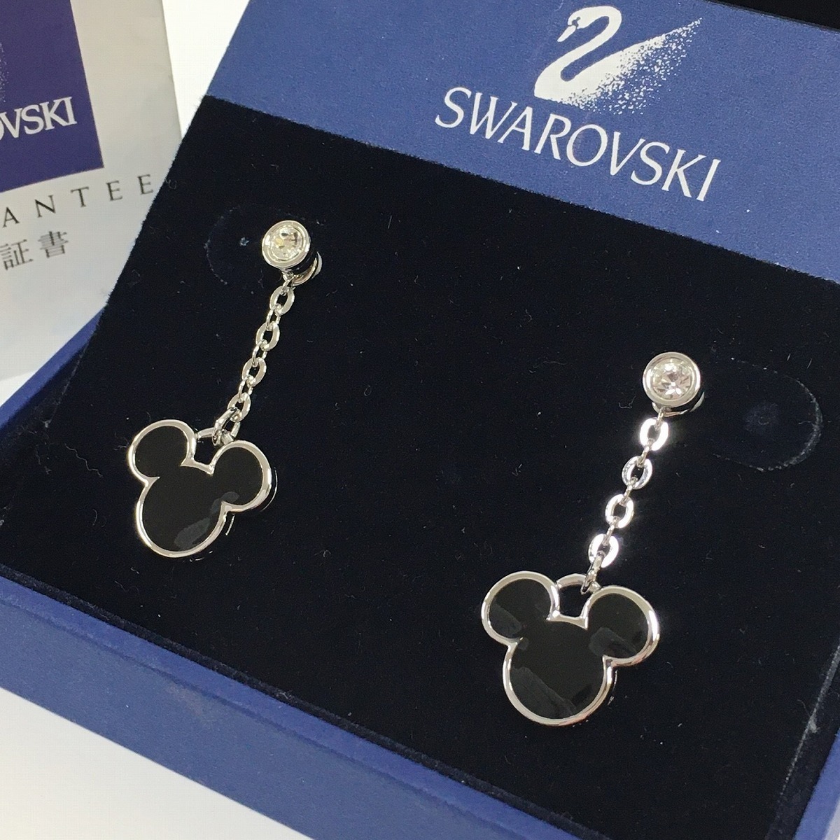 SWAROVSKI × Disney ピアス ミッキー クリスタル 埋め尽くし ブラック 