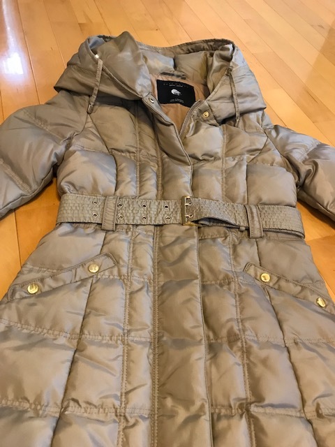 ☆ ZARA ザラ ダウンコート 高級感 光沢 ベルト フード付き ロング丈 