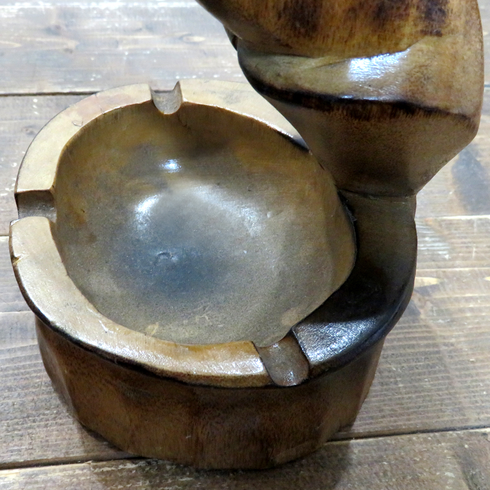 珍古品 いちもつ 木彫 男根 置物 灰皿 タバコ 喫煙具 骨董 古美術