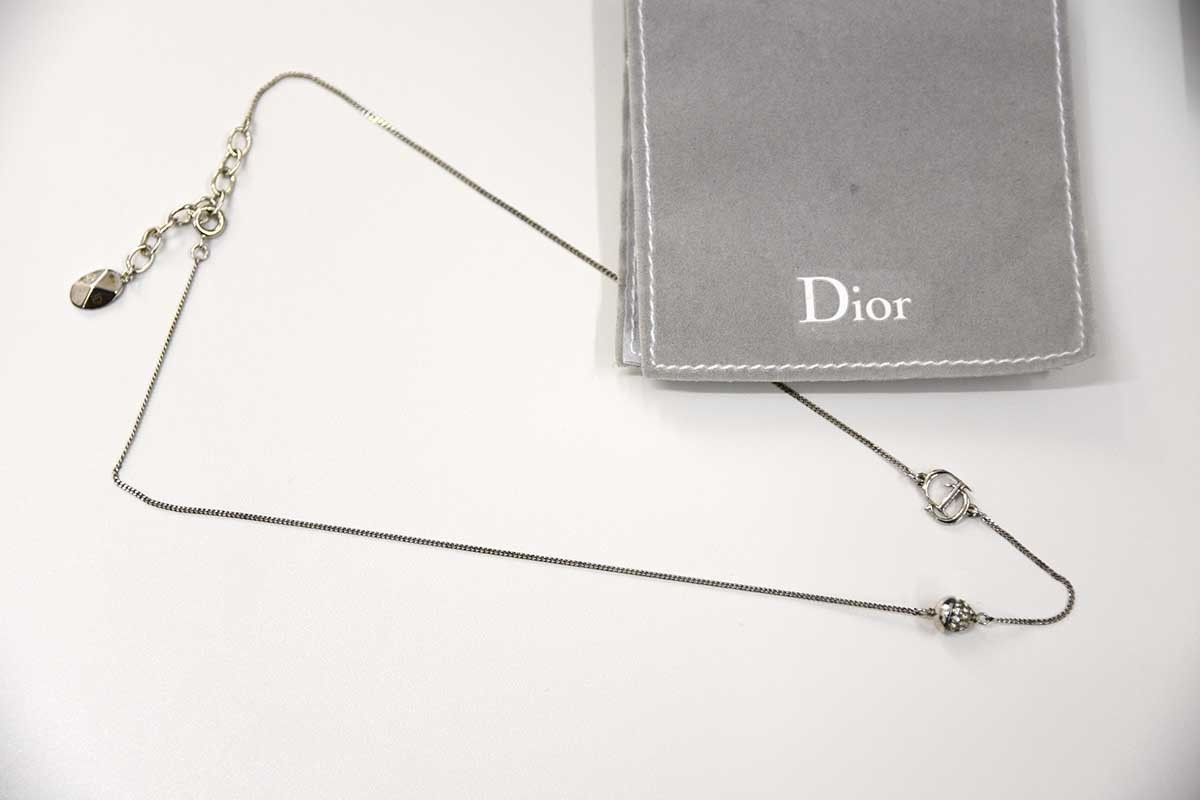 ○【中古】Dior ディオール ネックレス CDロゴ 木の実 ミラーボール 