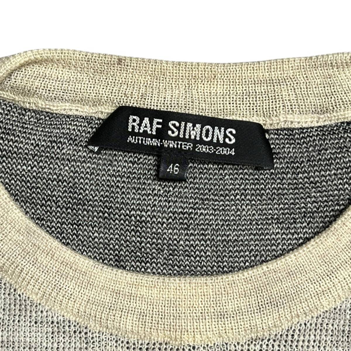 312/78）RAF SIMONS 03AW ホワイト/ブラック Joy Division ニット 