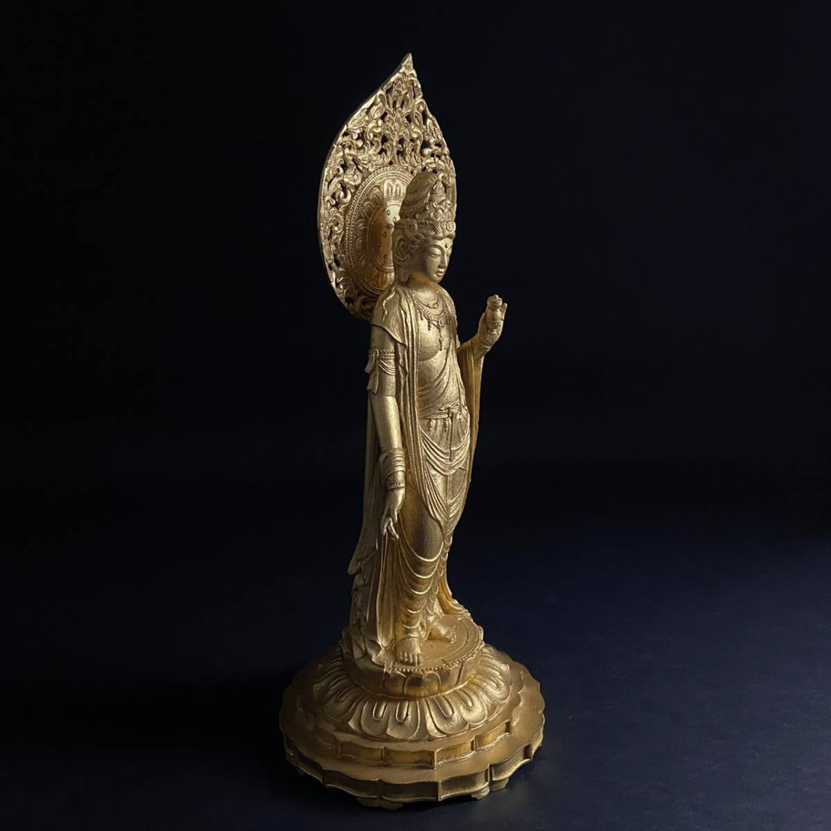 大仏師 松久宗琳作 瑠璃観音 共箱 菩薩像仏像 仏教美術 立像