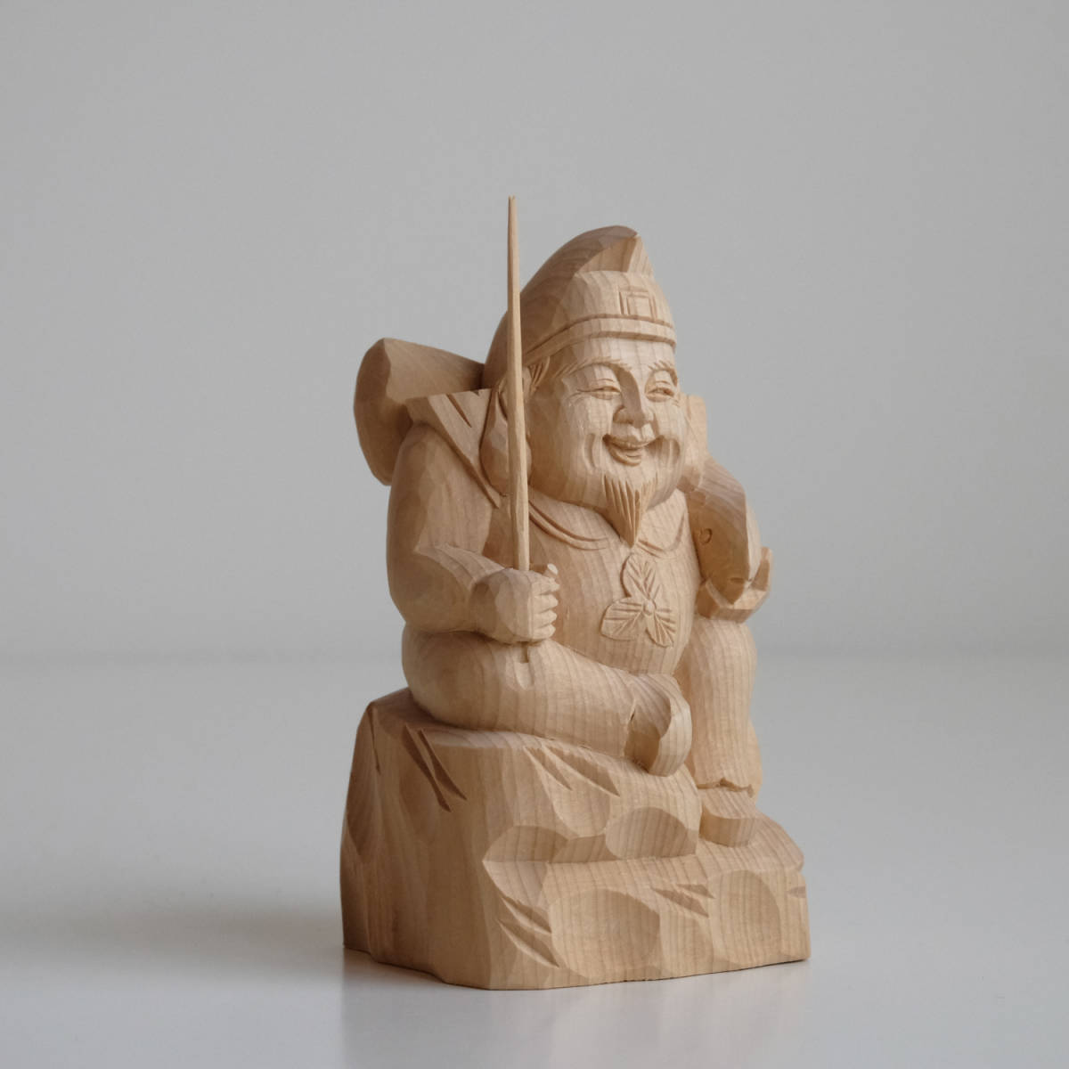 七福神 恵比寿像 木彫り 置物 縁起物 飾り オブジェ 仏像(雑貨)｜売買 
