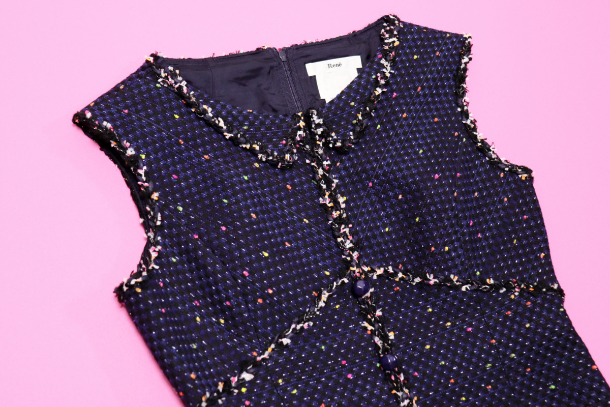 ☆訳有/美品2019☆Reneルネ/カラーネップツイードワンピース定価8.5万 