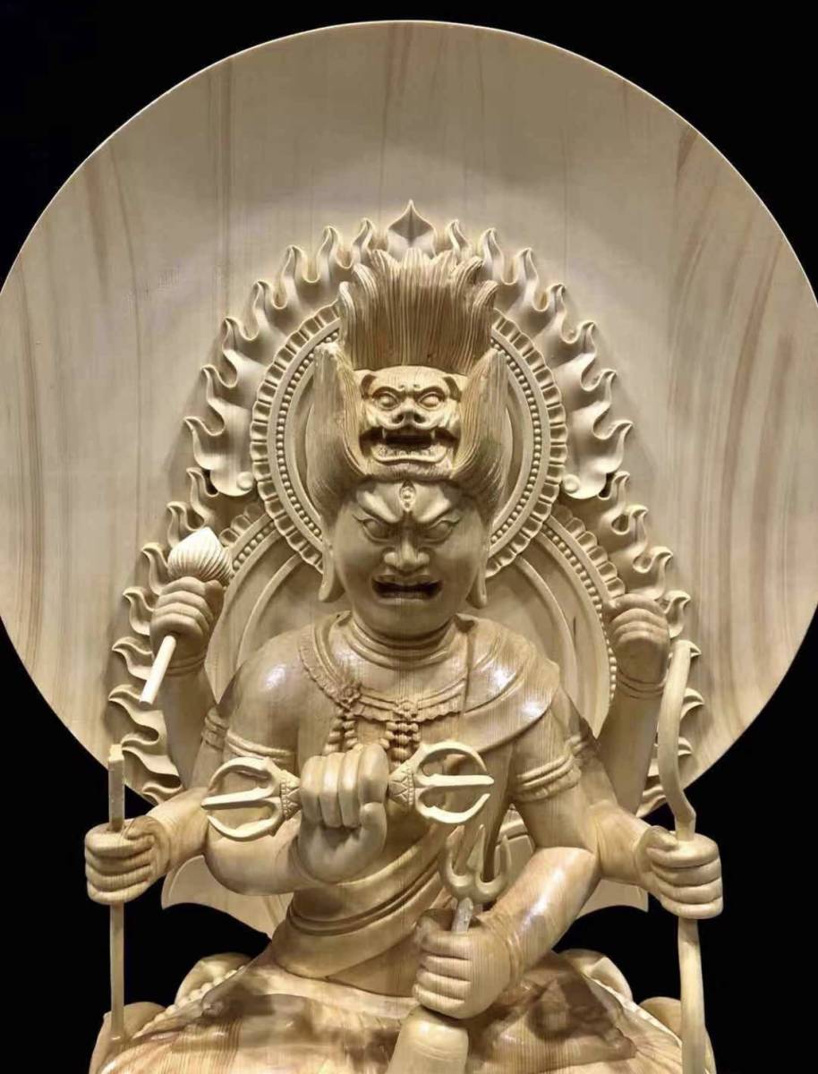 大迫力 井波彫刻 特大型高90cm 檜材 木彫仏教 仏師で仕上品