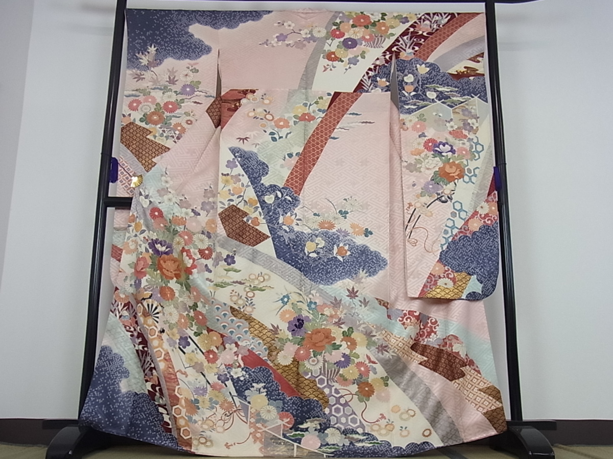 金彩 駒刺繍 暈し染め 正絹 逸品 着物屋こころ□豪華振袖 吉祥花