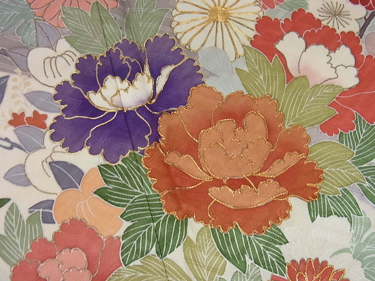 金彩 駒刺繍 暈し染め 正絹 逸品 着物屋こころ□豪華振袖 吉祥花