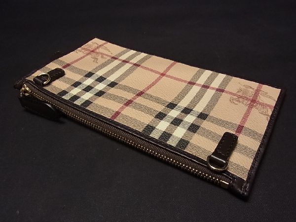 1円 □美品□ BURBERRY バーバリー ノバチェック PVC×レザー クラッチ