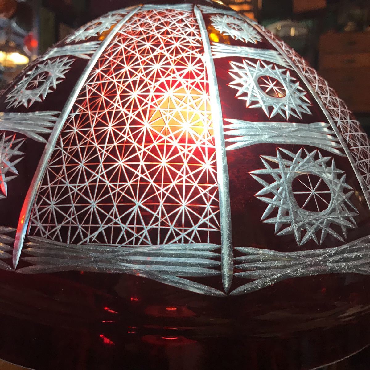 切子 テーブルランプ 赤色 切子ガラス テーブルランプ 赤切子
