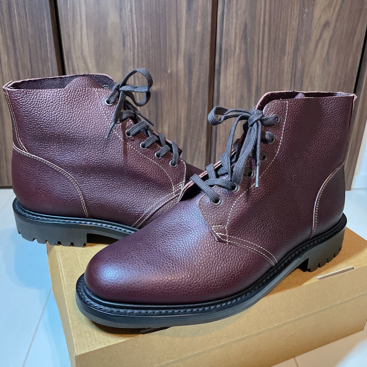 新品 UK9 GEORGE COX TIE DERBY ブラウン レザーシューズ ブーツ　ジョージコックス　革靴　シューズ