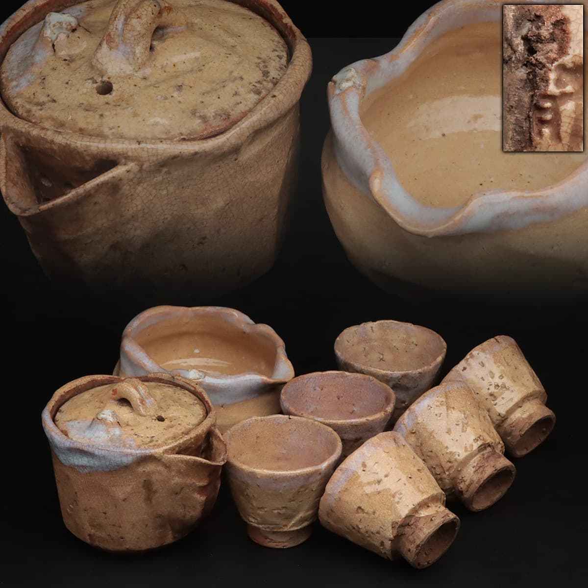 煎茶器セット 萩焼き 萩焼 煎茶道具 宝瓶型急須｜茶器・煎茶道具｜京