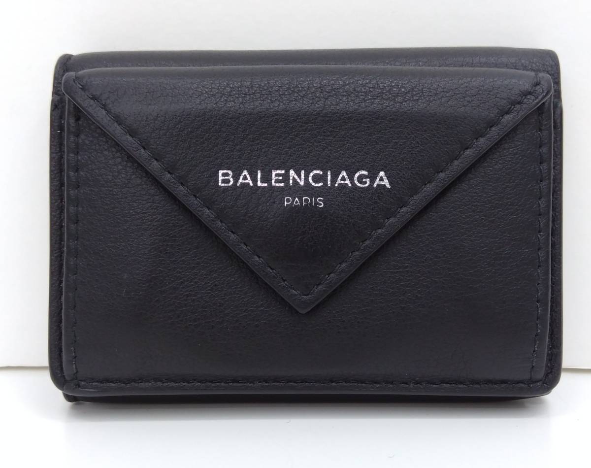 BALENCIAGA バレンシアガ 391446 1000 A 52753 三つ折り財布 ミニ 