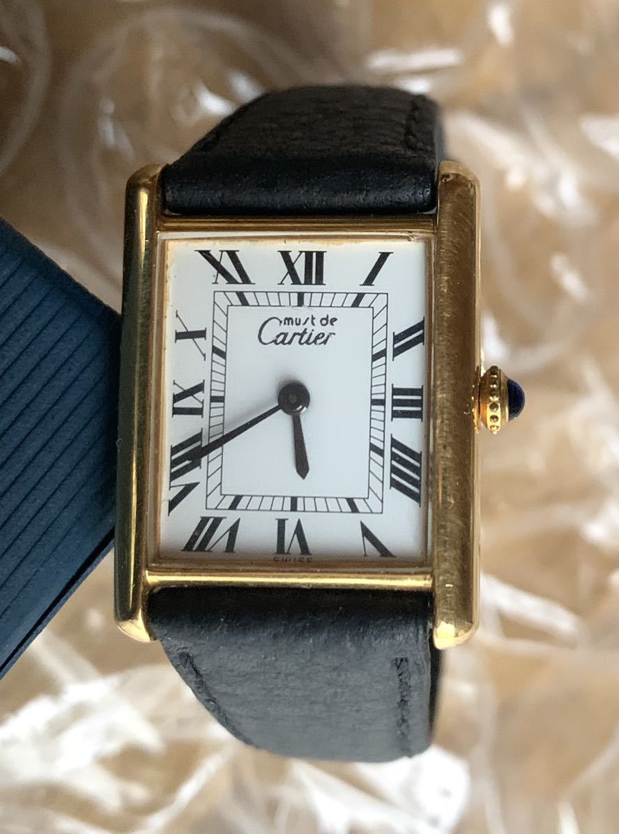 Cartier カルティエ マストタンク Sv925 スクエア 稼働品 イエロー系文字盤 手巻きメンズ腕時計 み マストタンク 売買されたオークション情報 Yahooの商品情報をアーカイブ公開 オークファン Aucfan Com