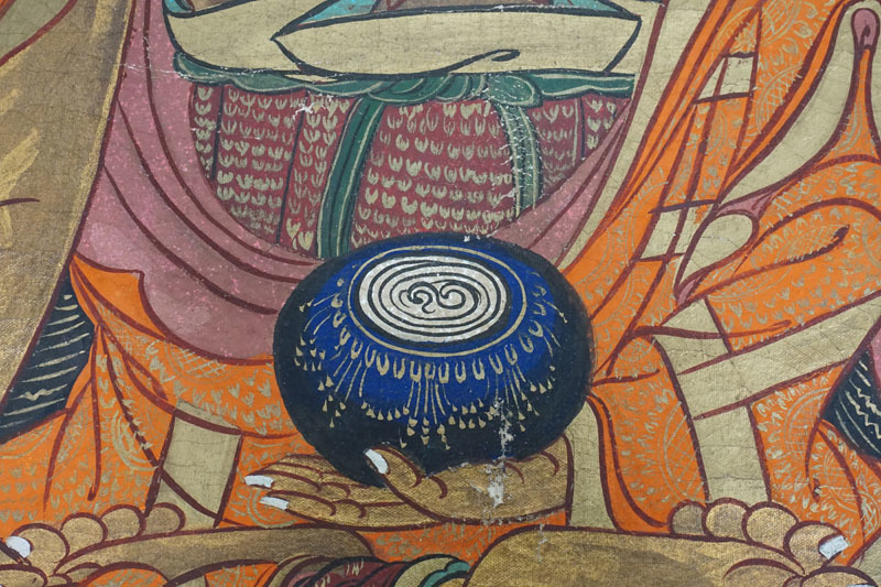 A6◇仏教美術 チベットタンカ 釈迦如来図 布地肉筆 76×59cm 曼荼羅