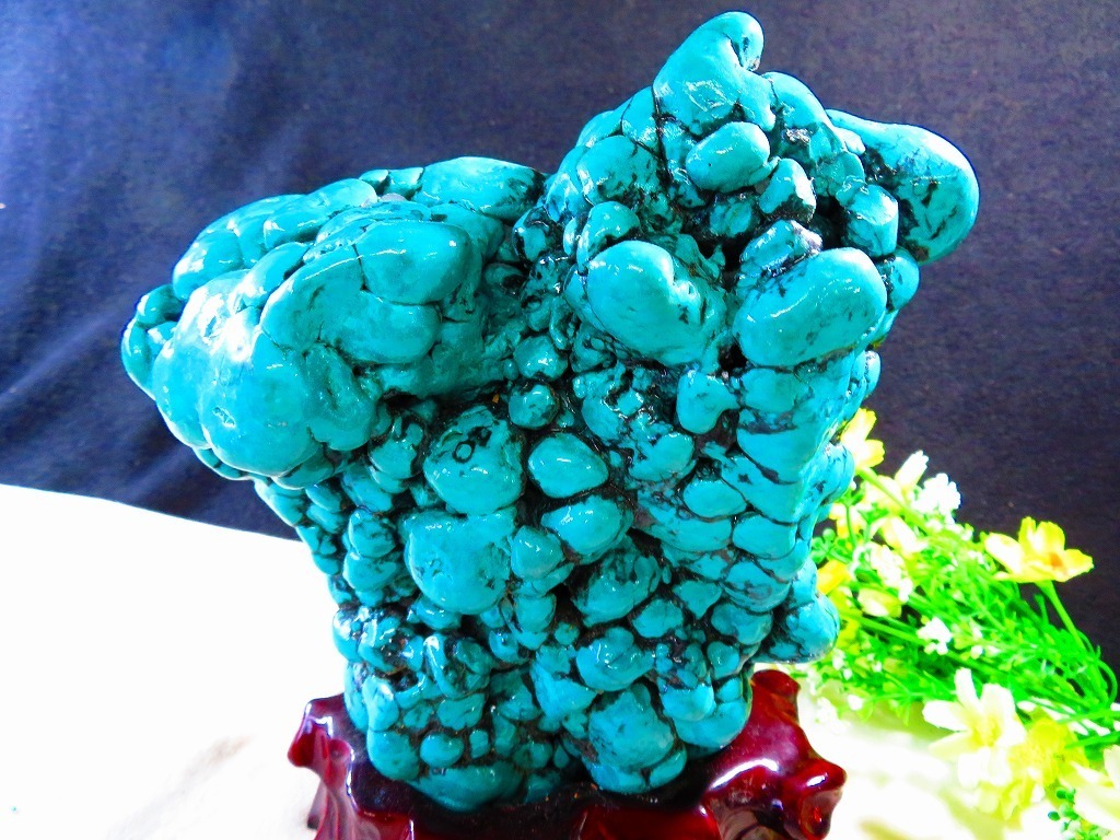 絶品☆新入荷☆天然AAAAA☆トルコ石☆ターコイズ原石台付き超巨大2.66  