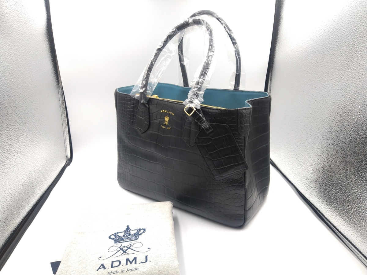 未使用品 A.D.M.J/ADMJ/エーディーエムジェイ 本革 レザー クロコ型 