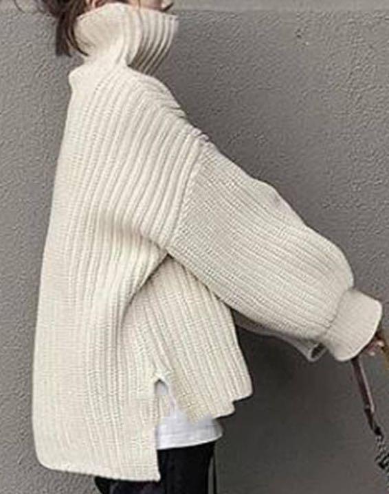  シンプルレディースファッション中長ハイネック長袖ゆったりニットウェア(Lサイズ)｜売買されたオークション情報、yahooの商品情報をアーカイブ公開 - オークファン Lサイズ