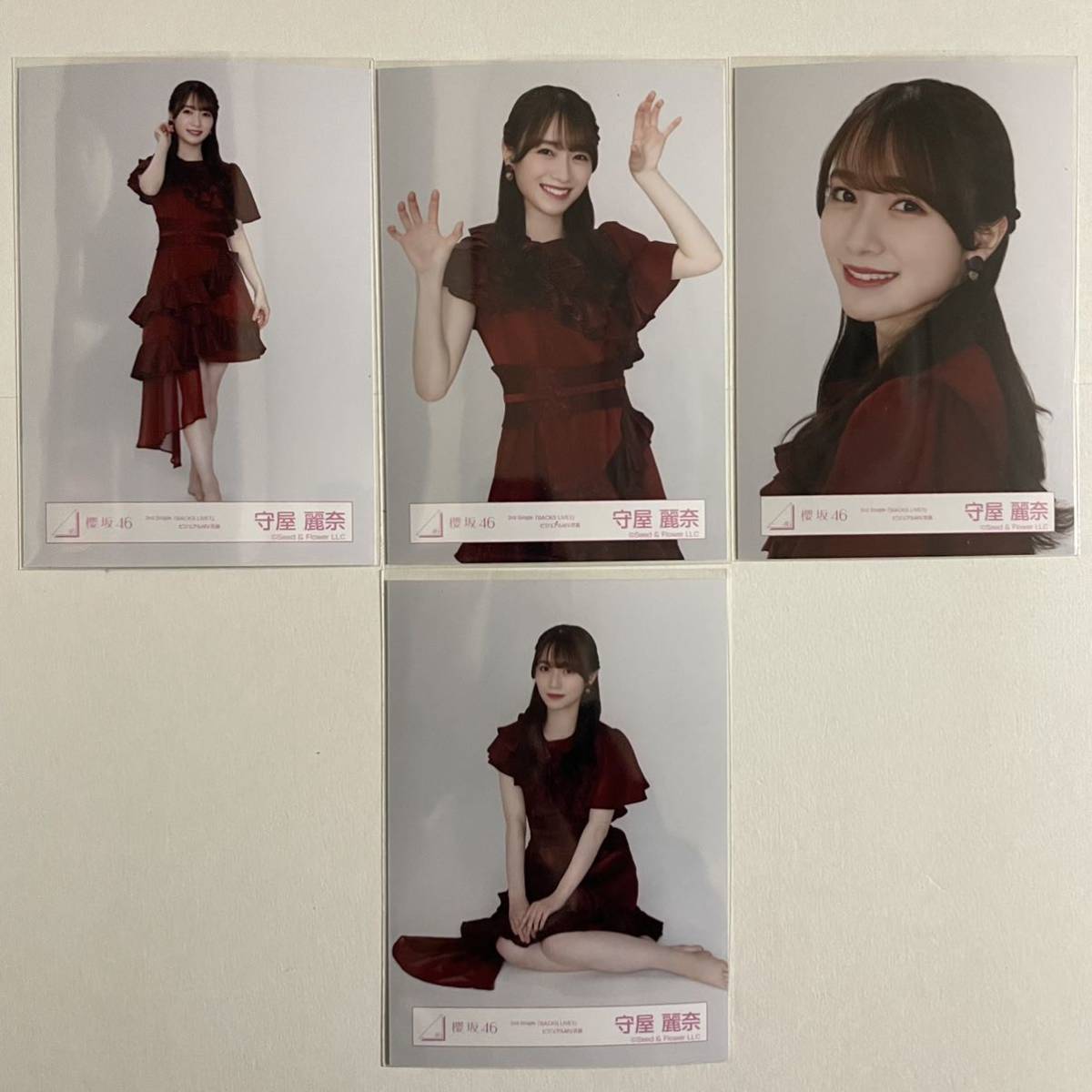 櫻坂46 守屋麗奈 3rd Single BACKS LIVE ビジュアルMV衣装 生写真 4枚