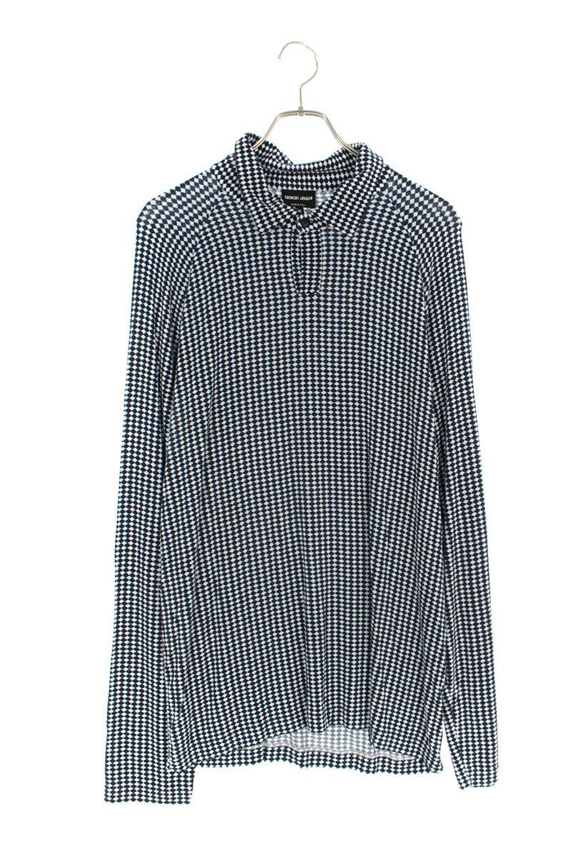 限定セール，SALE 今だけ価格 ジョルジオアルマーニ GIORGIOARMANI サイズ:54 ビスコース総柄デザイン長袖カットソー ネイビー 1110 99(長袖Tシャツ)｜売買されたオークション情報、yahooの商品情報をアーカイブ公開 男性用