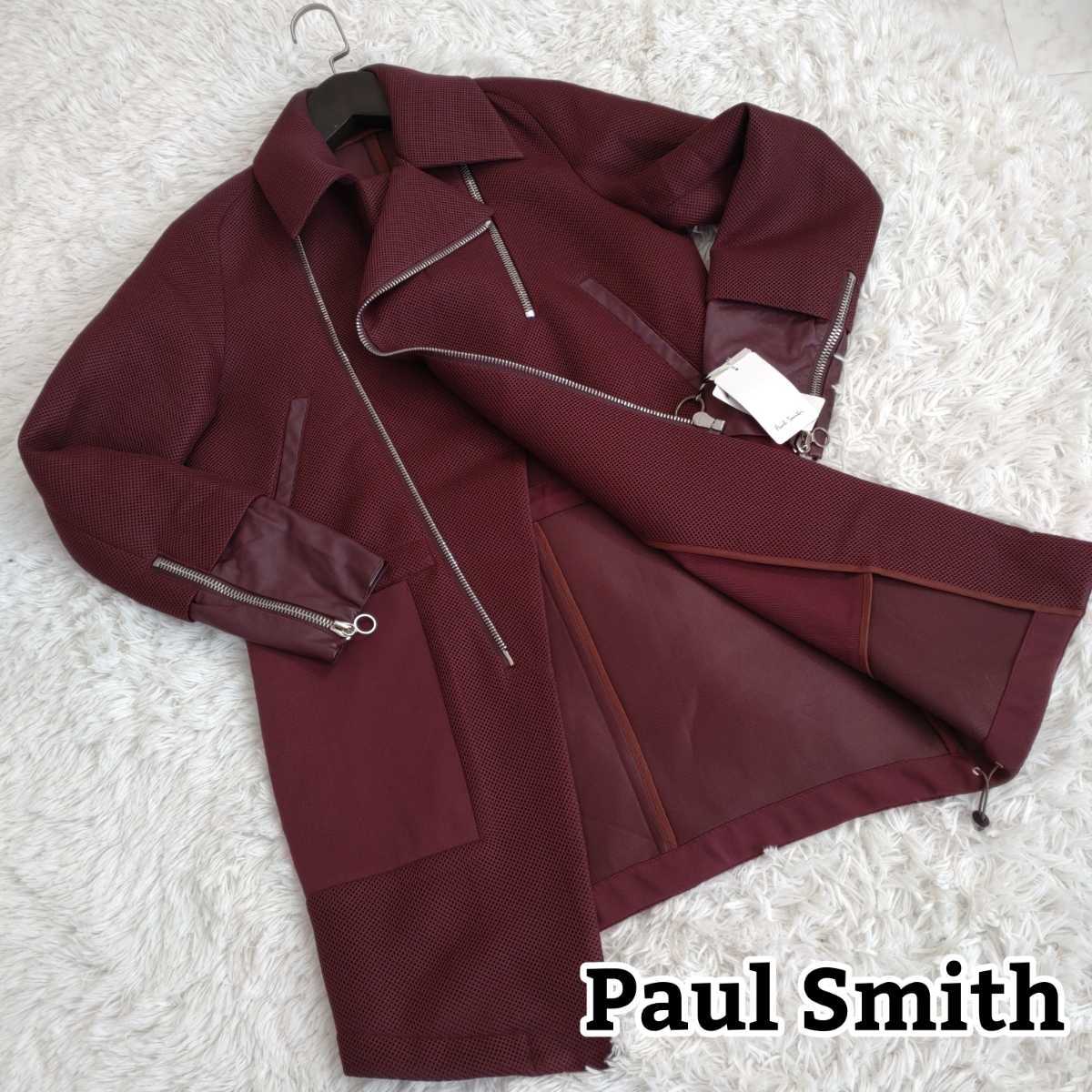 タグ付き PaulSmith ポールスミス メッシュライダースコート 袖切替 