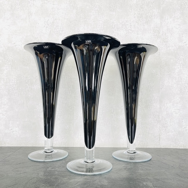 LSA カッシーナ取扱 Siena Vase 55cm ブラック フラワーベース 3点