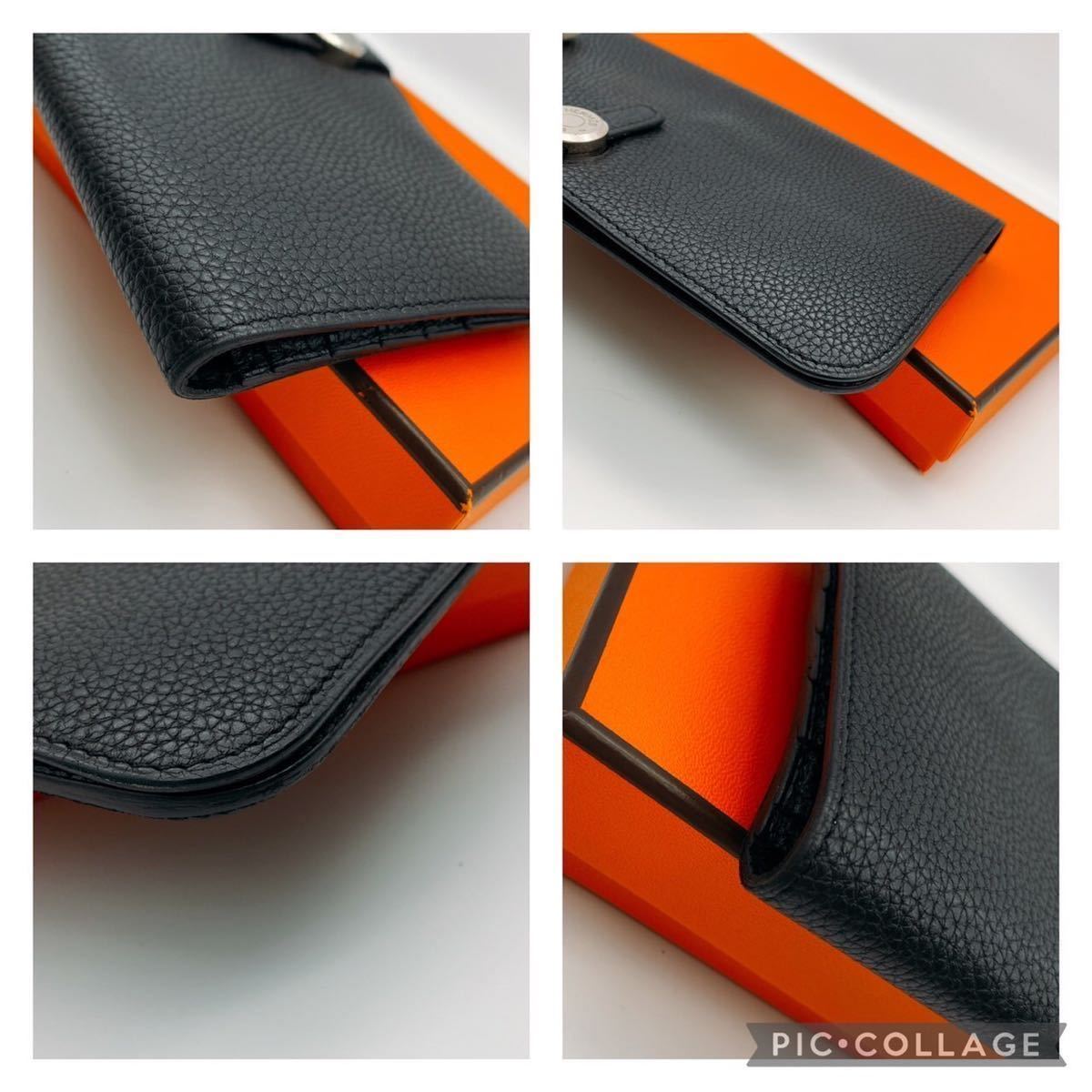 極美品 HERMES エルメス トリヨン ドゴン ロング ブラック 二つ折り 長 