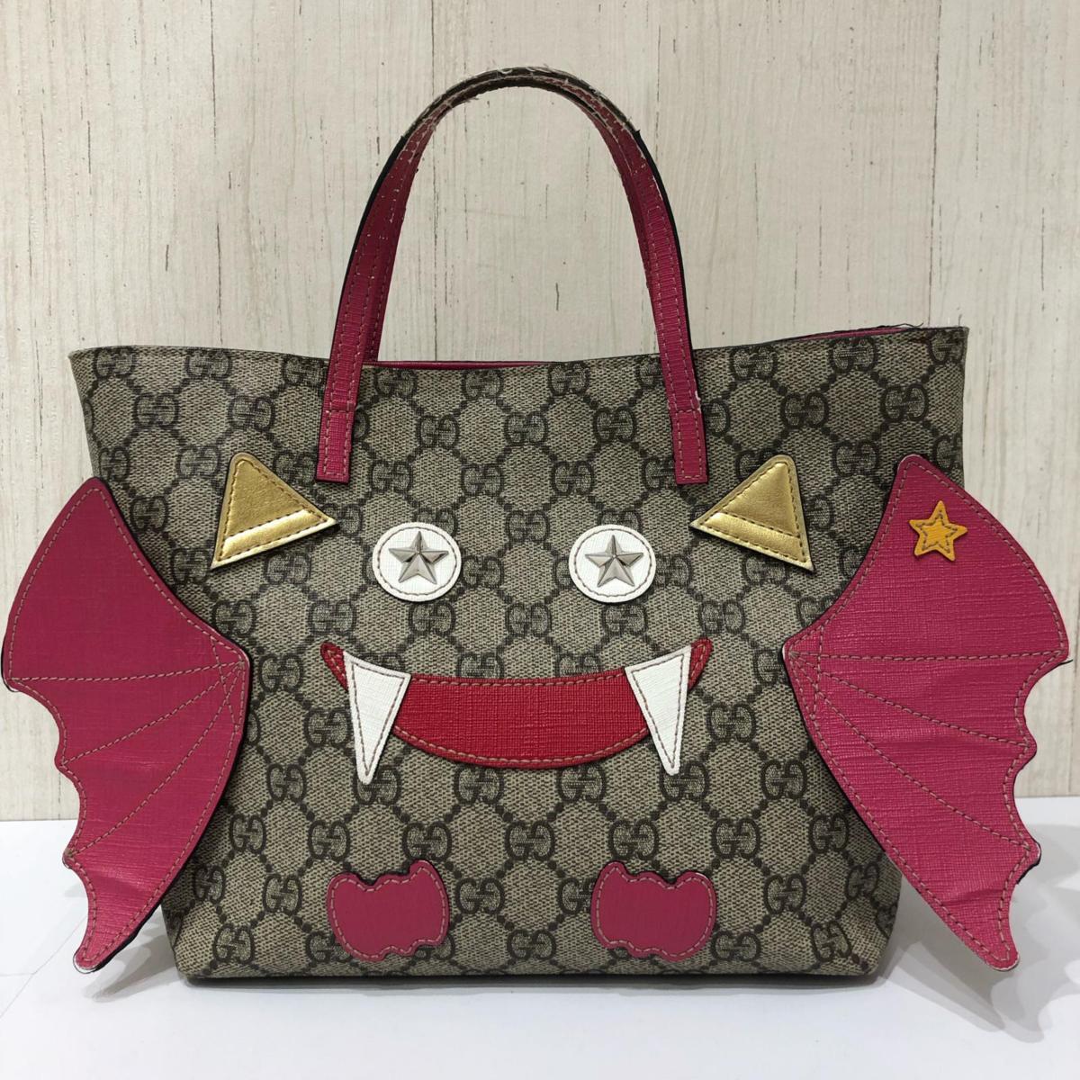 世界的に高評価なショップ GUCCI グッチ GGスプリーム チルドレンズ キッズ ハンド ミニ トート バッグ PVCレザー ベージュ系　ピンク 525522