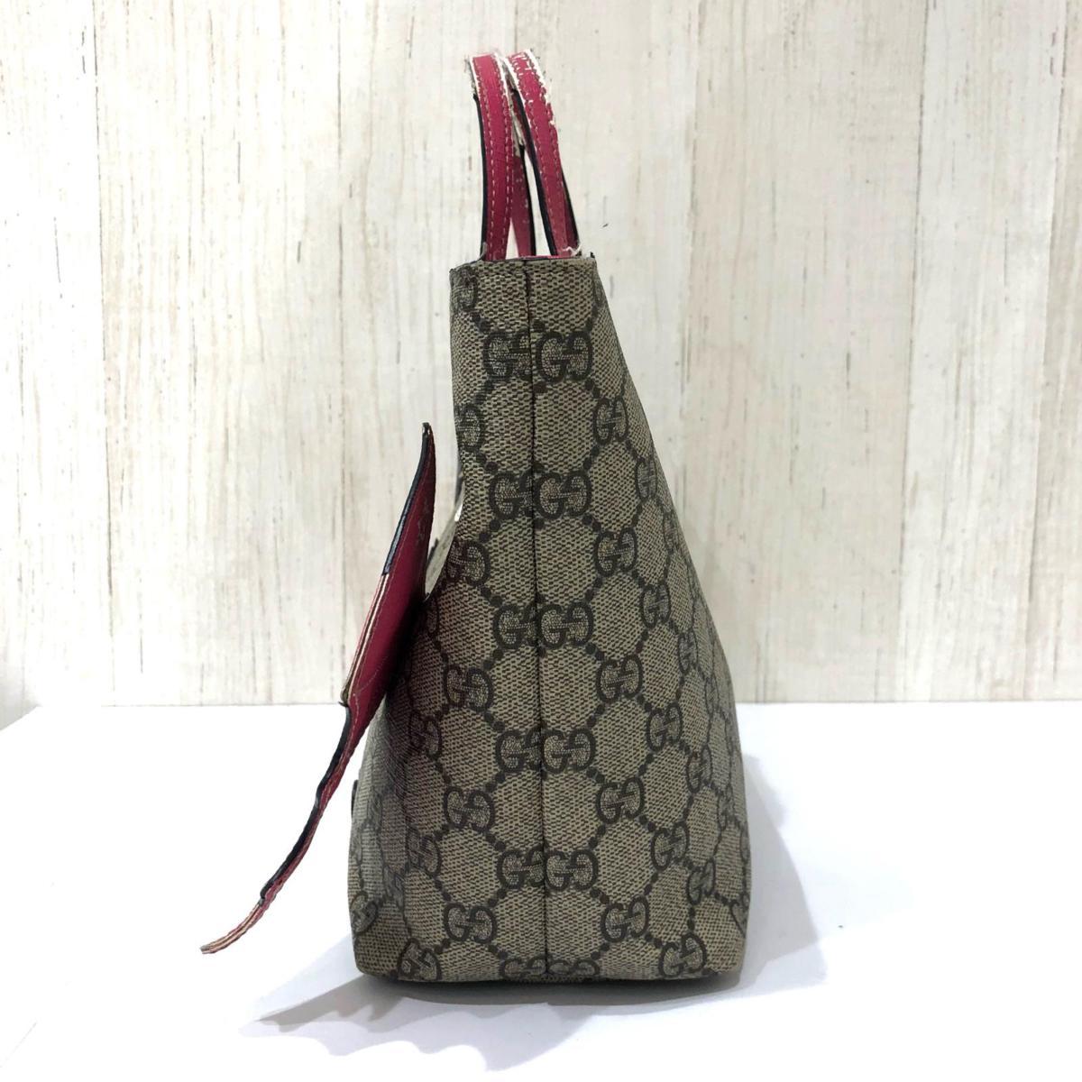 世界的に高評価なショップ GUCCI グッチ GGスプリーム チルドレンズ キッズ ハンド ミニ トート バッグ PVCレザー ベージュ系　ピンク 525522