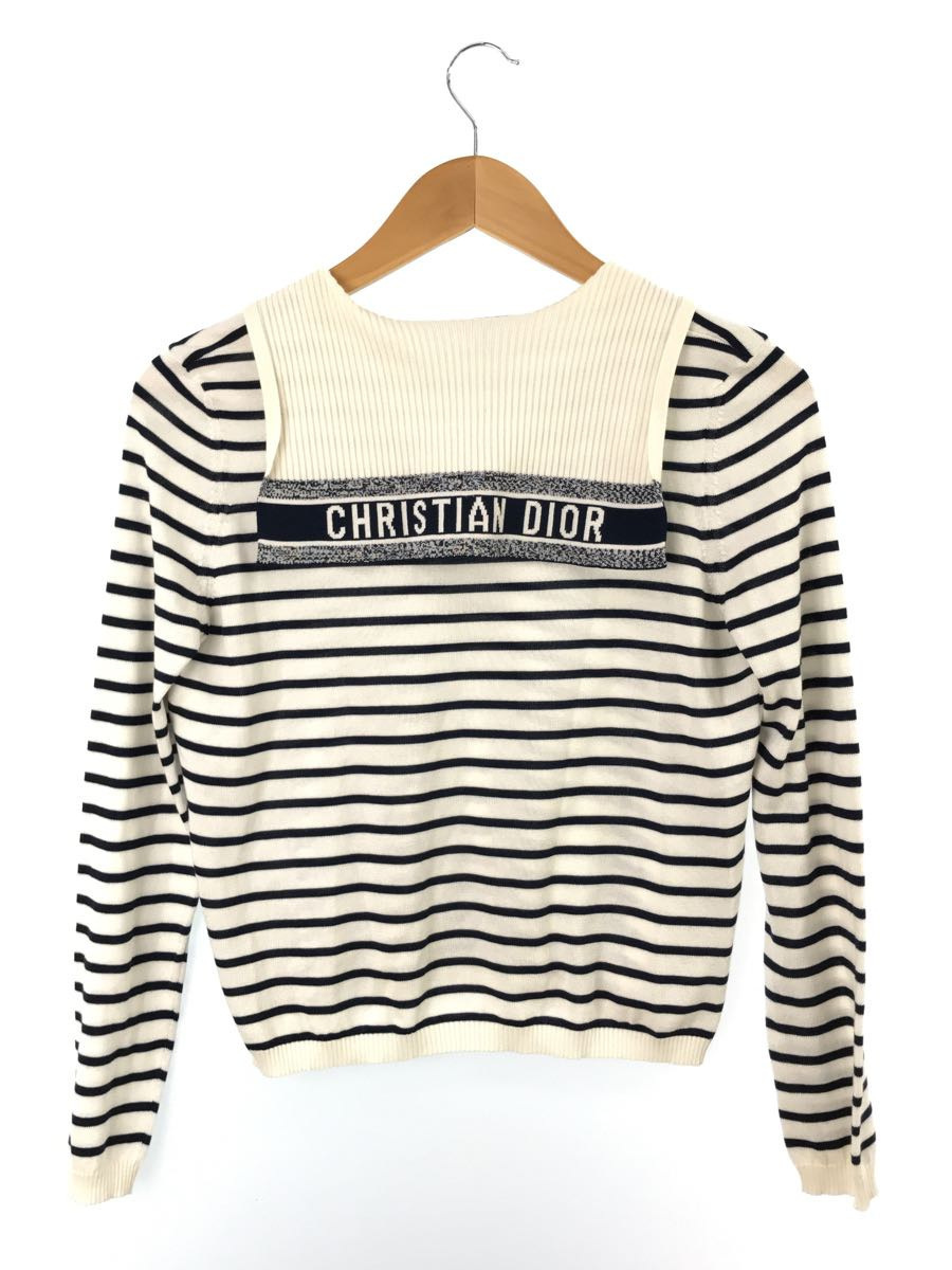 CHRISTIAN DIOR セーラーストライプシルクニットセーター34 Christian Dior◇144S49AM603/セーター/38/シルク/NVY/ボーダー