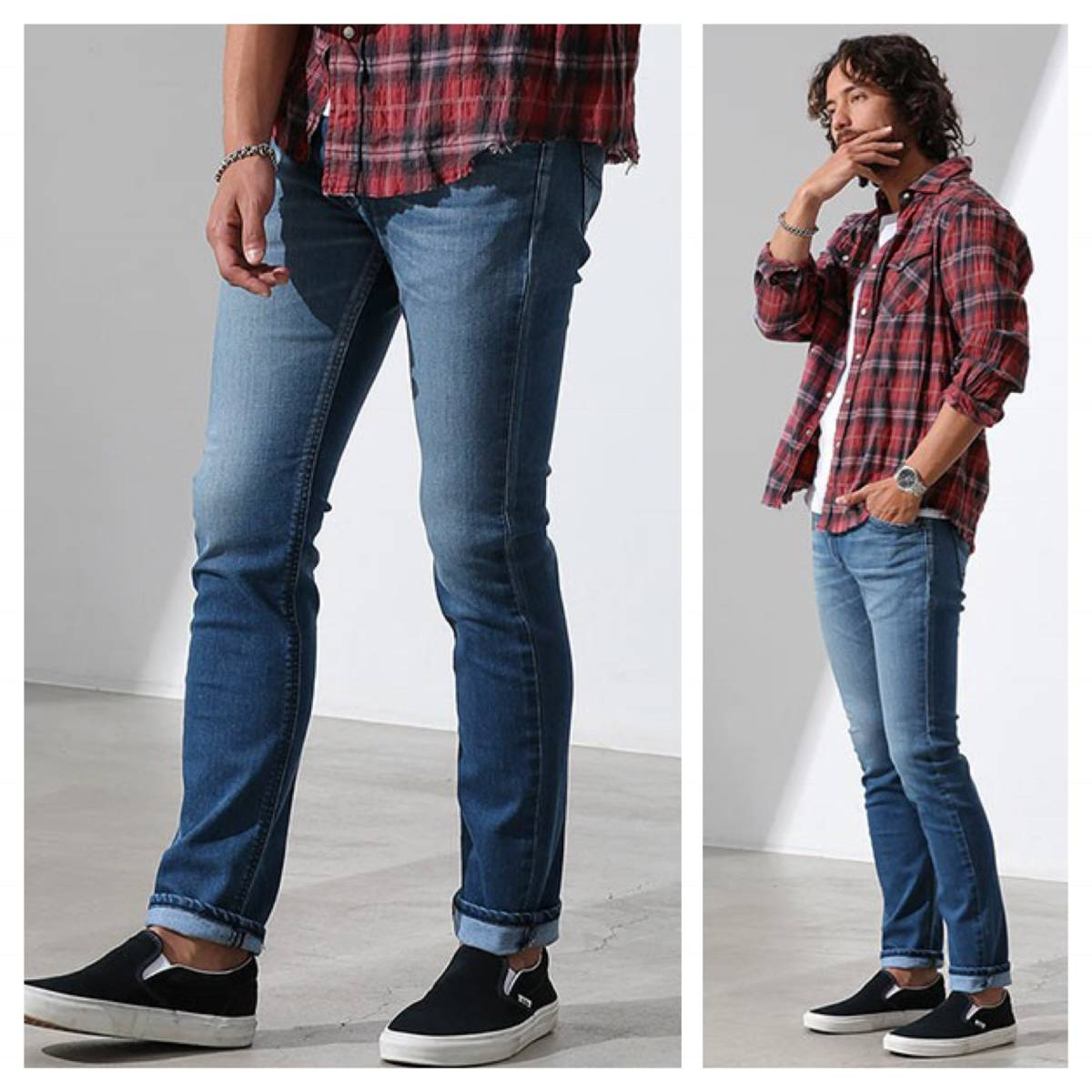 美品☆ナノユニバース Lee別注 COOLMAX Skinny Pants インディゴ M 