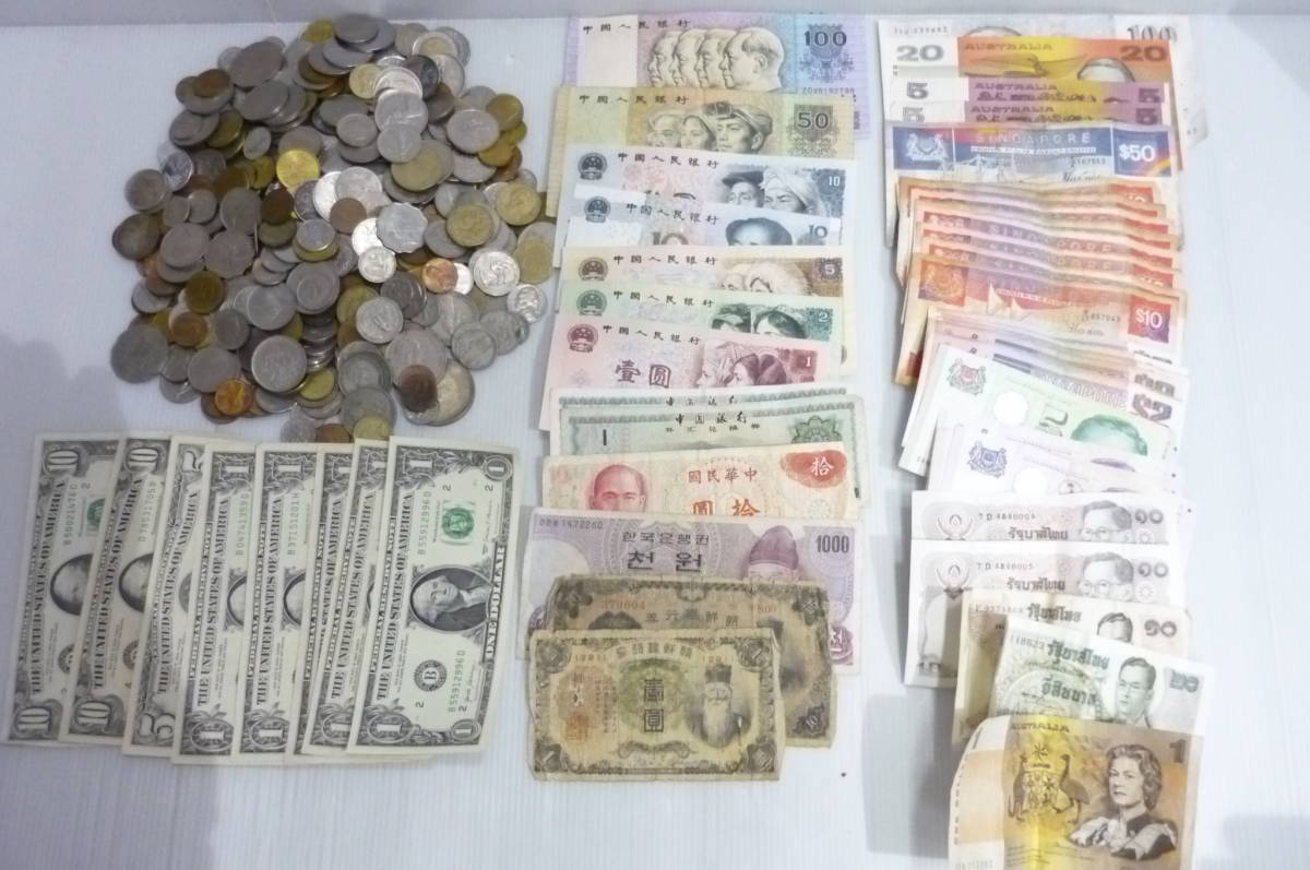 2898A【外国】紙幣 旧紙幣 古銭 硬貨 コイン おまとめ 約2.4kg
