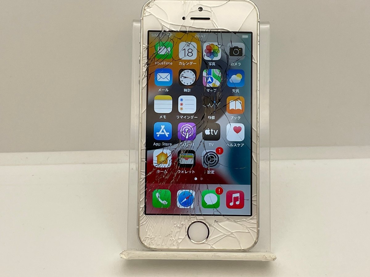 ジャンク 液晶割れ インカメラ曇り Apple iPhone SE 32GB au解除版SIM 
