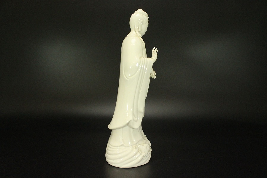 流】中国美術 徳化窯 白磁文殊菩薩 高21cm KA342 徳化窯 白磁