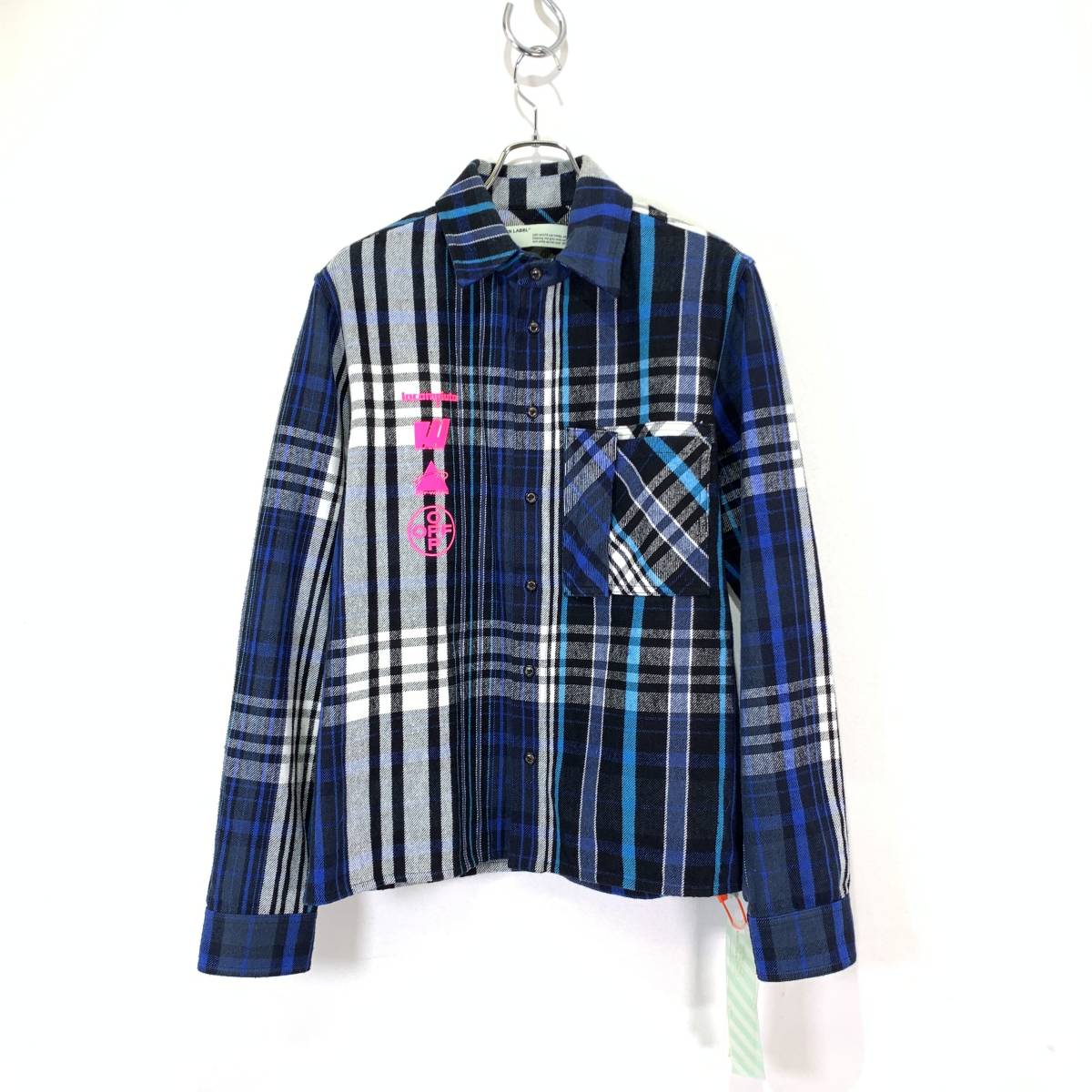 極美品】19AW Off-White オフホワイト バックプリント チェック  