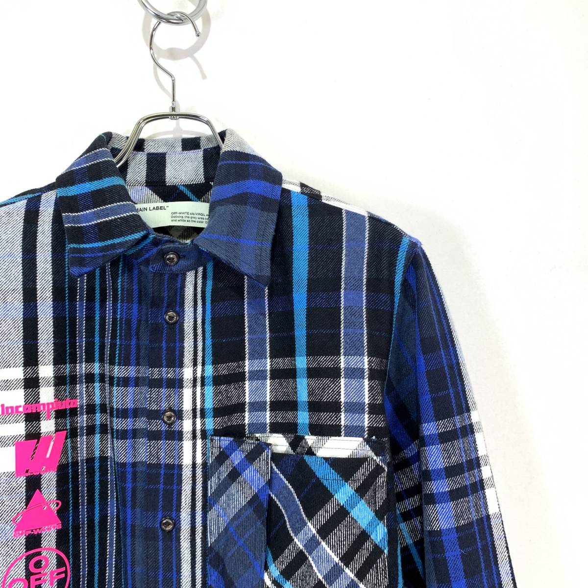 極美品】19AW Off-White オフホワイト バックプリント チェック  