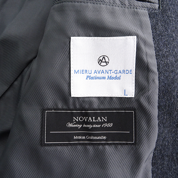 新品 ミエル NOVALAN ウール ツイード シングル コート M 紺 【264405 