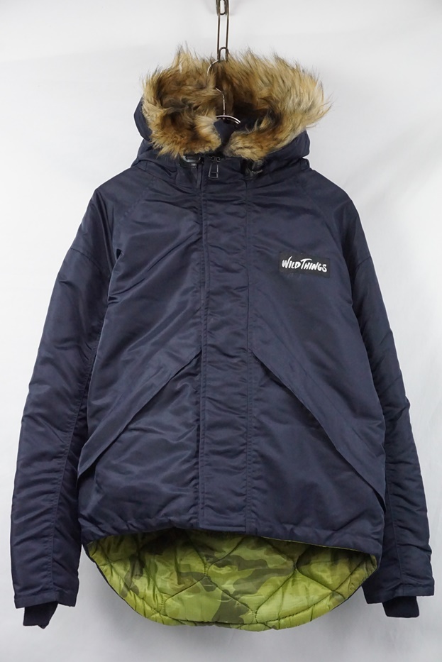 PRIMALOFT|WILDTHINGS FALL WINTER プリマロフト リバーキルト アメリカ製!名作JKT!WILDTHINGS(USA DW1220 PRIMALOFT プリマロフト WILDTHINGS ワイルドシングス TYPE N-3B フライトジャケット 裏迷彩柄 S ネイビー